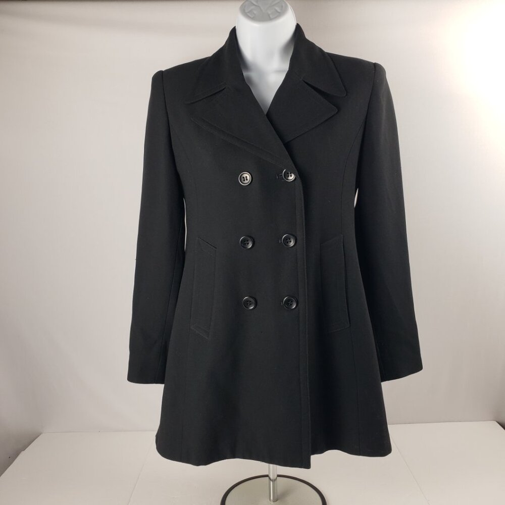 Bebe 2P Soft Black Lightweight Jacket Womens Petite Vintage Trench Coat Blazer